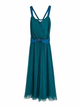 Laundry By Shelli Segal Teal Backless Boho Dress Size‎ 6